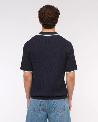 Abercrombie & Fitch Tipped Zip Sweater Polo In Blue