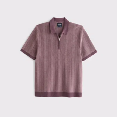 Abercrombie & Fitch Contrast Textural Zip Sweater Polo In Brown