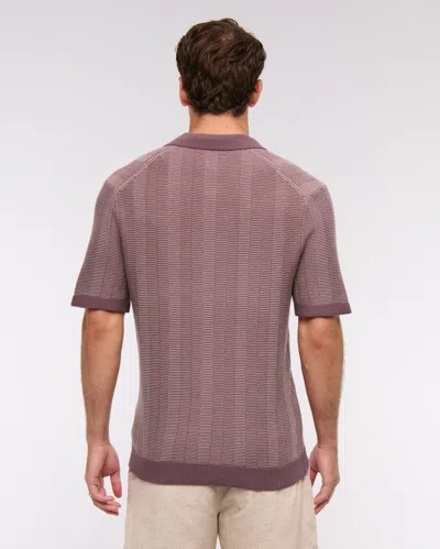 Abercrombie & Fitch Contrast Textural Zip Sweater Polo In Brown