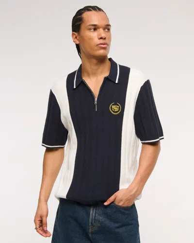 Abercrombie & Fitch Cadillac Zip Sweater Polo In Black