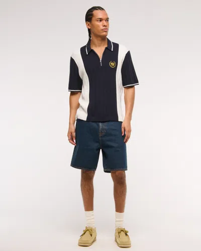 Abercrombie & Fitch Cadillac Zip Sweater Polo In Black