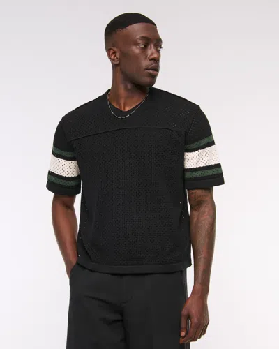 Abercrombie & Fitch Football Jersey-inspired Sweater In Black