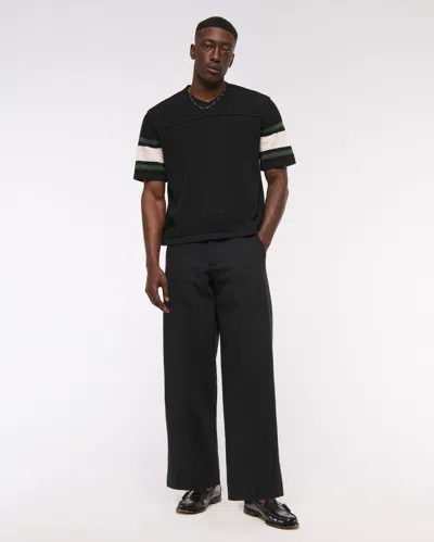 Abercrombie & Fitch Football Jersey-inspired Sweater In Black