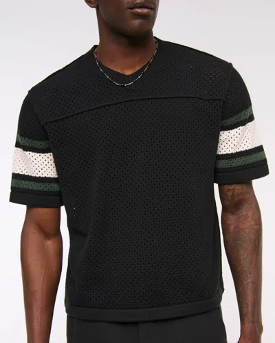 Abercrombie & Fitch Football Jersey-inspired Sweater In Black