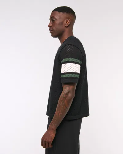 Abercrombie & Fitch Football Jersey-inspired Sweater In Black
