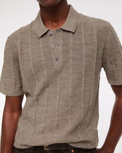 Abercrombie & Fitch Merino Wool-blend Stitch 3-button Sweater Polo In Brown