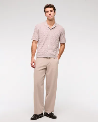 Abercrombie & Fitch Geometric Stitch Button-through Sweater Polo In Pink