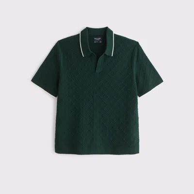 Abercrombie & Fitch Preppy Tipped Johnny Collar Sweater Polo In Green
