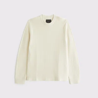 Abercrombie & Fitch Pima Cotton Open-hem Crew Sweater In White