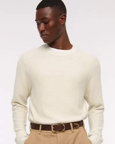 Abercrombie & Fitch Pima Cotton Open-hem Crew Sweater In White