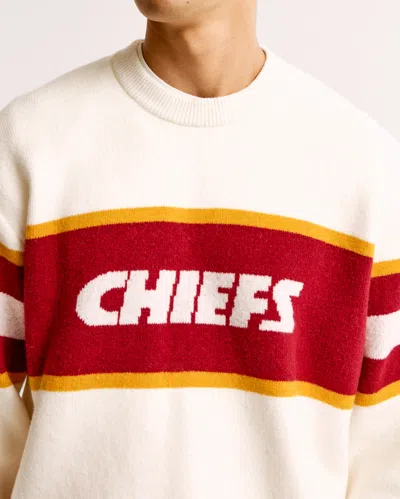 Abercrombie & Fitch Kansas City Chiefs Crew Sweater In White