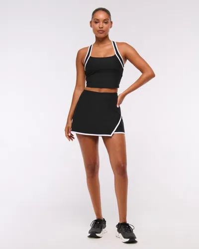 Abercrombie & Fitch Ypb Sculptlux Lined Wrap Skirt In Black