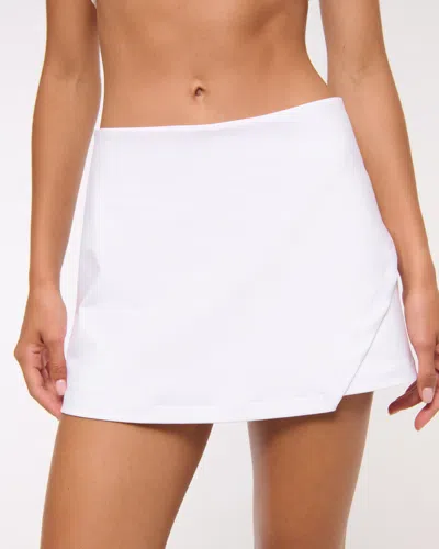 Abercrombie & Fitch Ypb Sculptlux Lined Wrap Skirt In White
