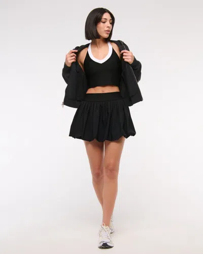 Abercrombie & Fitch Ypb Motiontek Bubble Hem Mini Skirt In Black