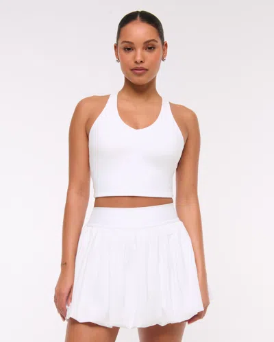 Abercrombie & Fitch Ypb Motiontek Bubble Hem Mini Skirt In White