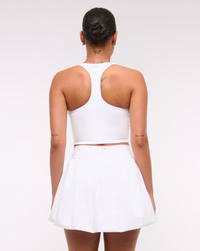 Abercrombie & Fitch Ypb Motiontek Bubble Hem Mini Skirt In White