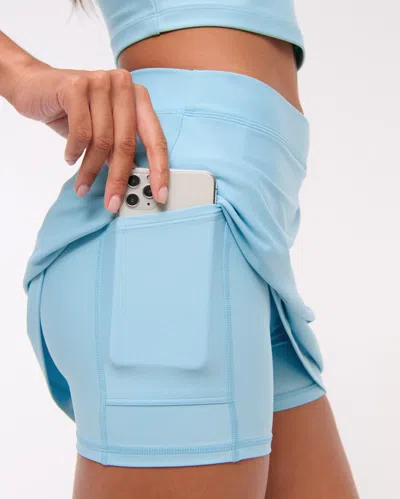 Abercrombie & Fitch Ypb Sculptlux Lined Clean Mini Skirt In Blue