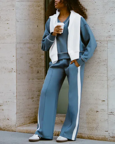 Abercrombie & Fitch Ypb Neoknit Wide Leg Sweatpant In Blue