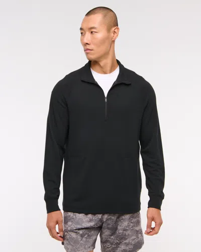 Abercrombie & Fitch Ypb Active Waffle Half-zip In Black