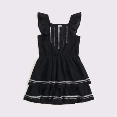 Abercrombie & Fitch Ruffle Mini Dress In Black