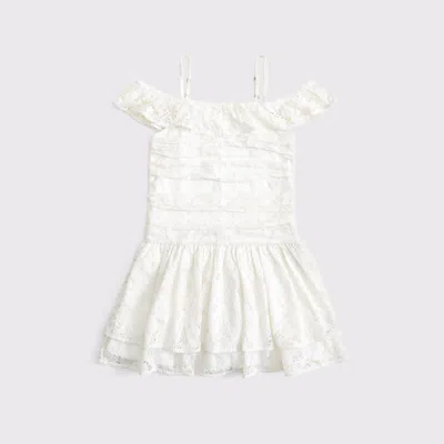 Abercrombie & Fitch Lace Off-the-shoulder Mini Dress In White