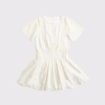 Abercrombie & Fitch Gauzy Smocked Waist Mini Dress In White