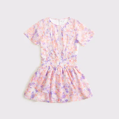 Abercrombie & Fitch Short-sleeve Smocked Waist Mini Dress In Multi