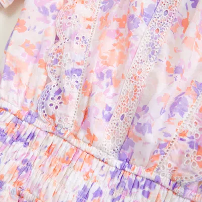 Abercrombie & Fitch Short-sleeve Smocked Waist Mini Dress In Multi