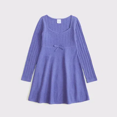Abercrombie & Fitch Long-sleeve Babydoll Mini Sweater Dress In Blue