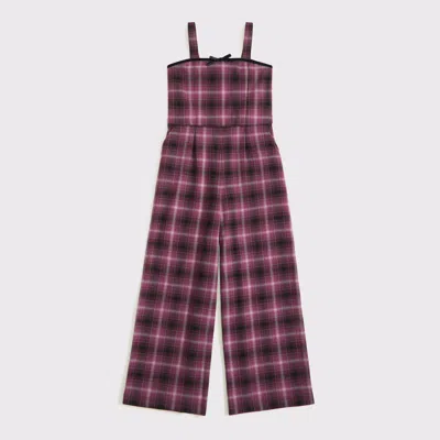 Abercrombie & Fitch Tie-front Plaid Jumpsuit In Purple