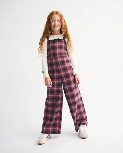 Abercrombie & Fitch Tie-front Plaid Jumpsuit In Purple