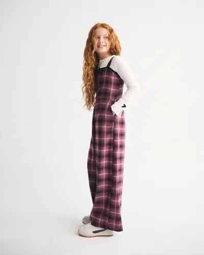 Abercrombie & Fitch Tie-front Plaid Jumpsuit In Purple