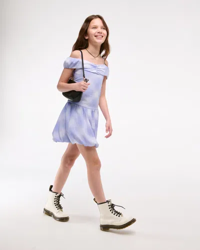 Abercrombie & Fitch Drop-waist Bubble Hem Mini Dress In Blue