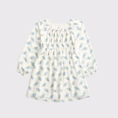 Abercrombie & Fitch Long-sleeve Babydoll Mini Dress In White