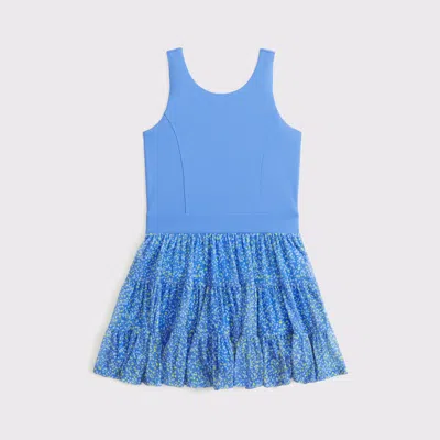 Abercrombie & Fitch Ypb Mesh Mini Dress In Blue