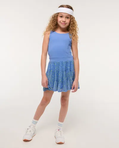 Abercrombie & Fitch Ypb Mesh Mini Dress In Blue