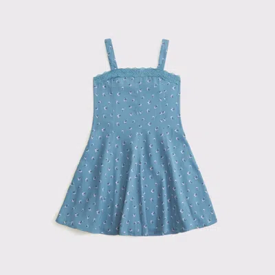 Abercrombie & Fitch A&f Mila Lace-trim Mini Dress In Blue