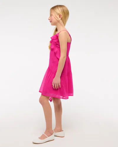 Abercrombie & Fitch Asymmetrical Hem Ruffle Mini Dress In Pink