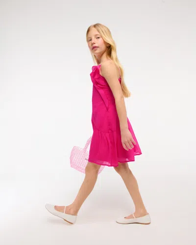 Abercrombie & Fitch Asymmetrical Hem Ruffle Mini Dress In Pink