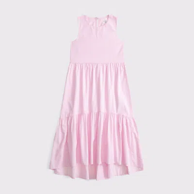 Abercrombie & Fitch Poplin Tiered Maxi Dress In Pink