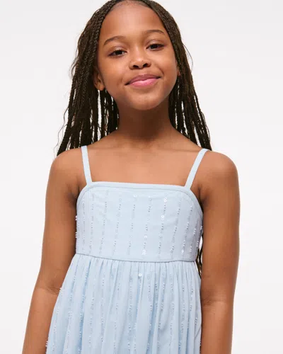 Abercrombie & Fitch Sequin Bubble Hem Mini Dress In Blue