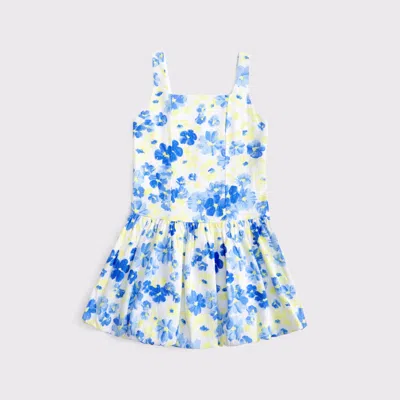 Abercrombie & Fitch Drop-waist Bubble Hem Mini Dress In White