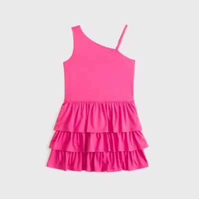 Abercrombie & Fitch Ypb Asymmetrical Ruffle Mini Dress In Pink