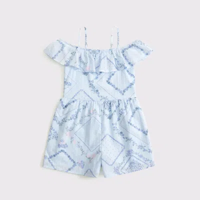 Abercrombie & Fitch Off-the-shoulder Ruffle Romper In Blue