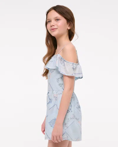 Abercrombie & Fitch Off-the-shoulder Ruffle Romper In Blue