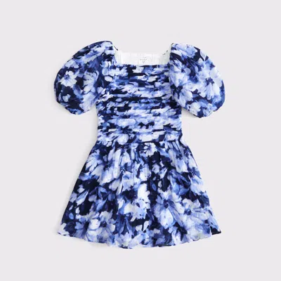 Abercrombie & Fitch Emerson Puff Sleeve Mini Dress In Blue