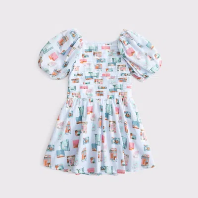 Abercrombie & Fitch Emerson Puff Sleeve Drop-waist Mini Dress In White