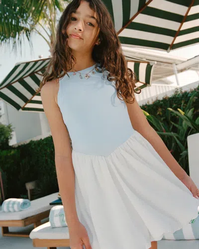 Abercrombie & Fitch Mixed Fabric Bubble Hem Mini Dress In Blue