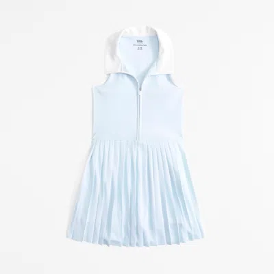 Abercrombie & Fitch Ypb Half-zip Pleated Mini Dress In Blue