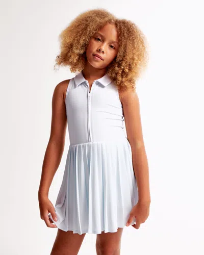 Abercrombie & Fitch Ypb Half-zip Pleated Mini Dress In Blue